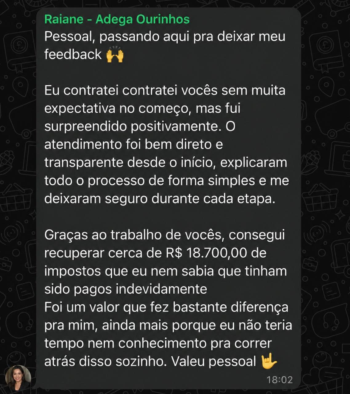 Depoimento de Sócia, Adega Ourinhos